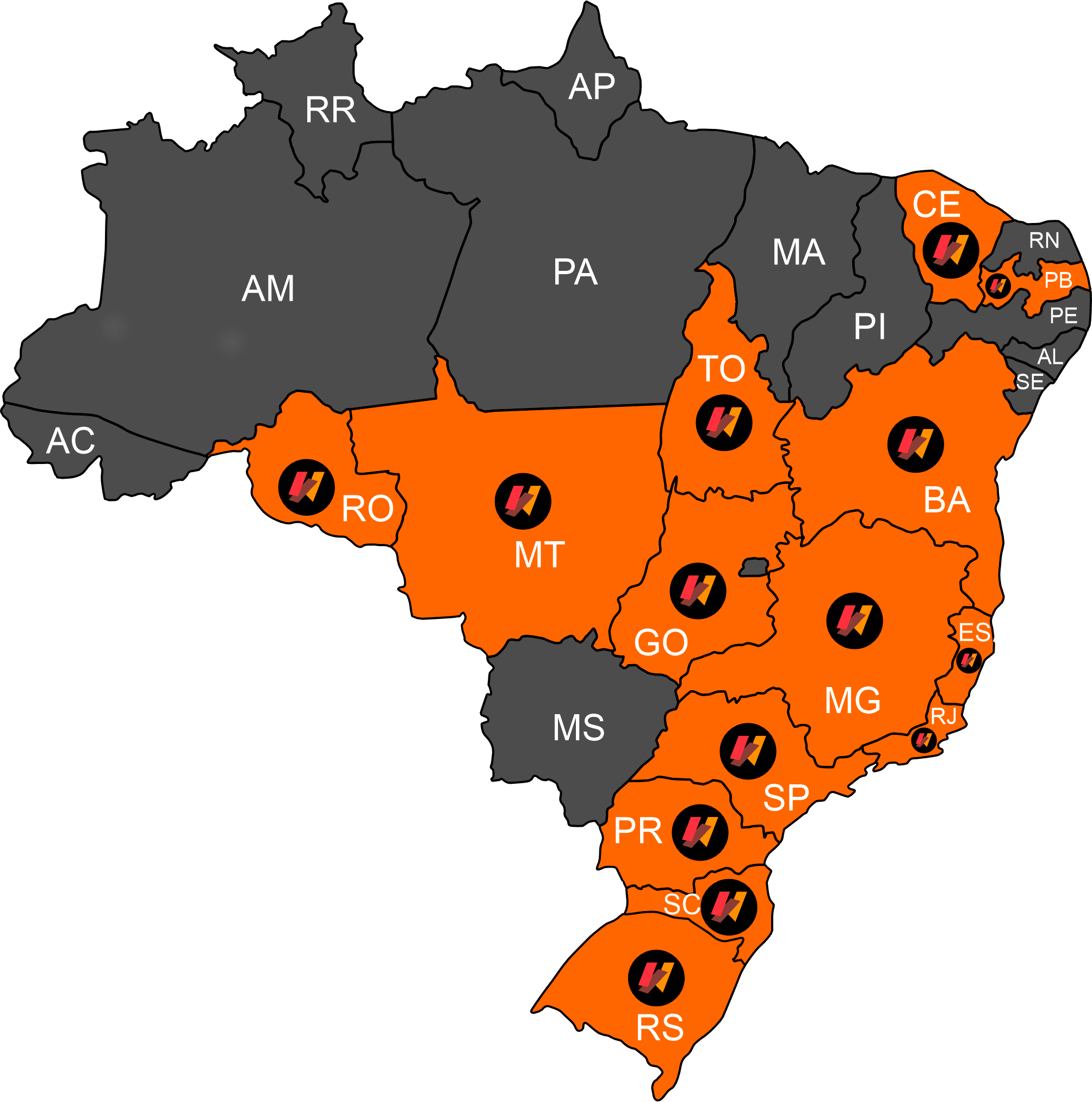 Mapa de todas as lojas Tintas MC